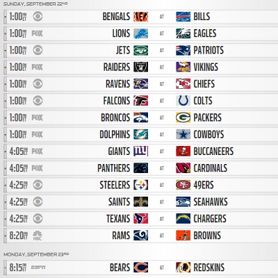 NFL Week 2 Schedule
