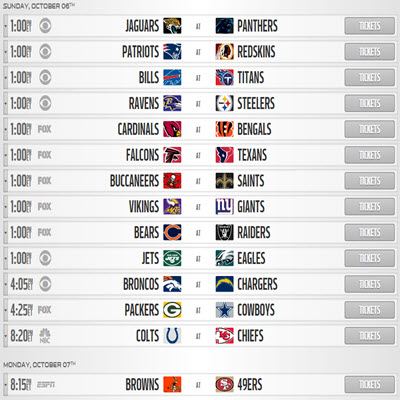 NFL Week 5 Schedule