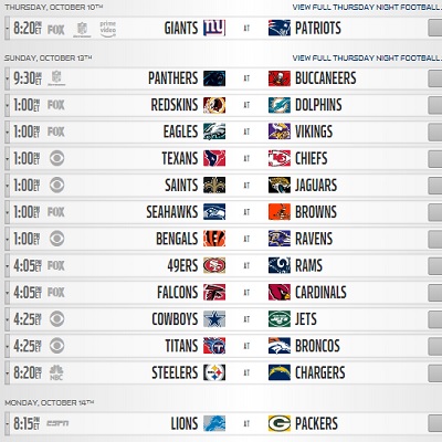 NFL Week 6 Schedule