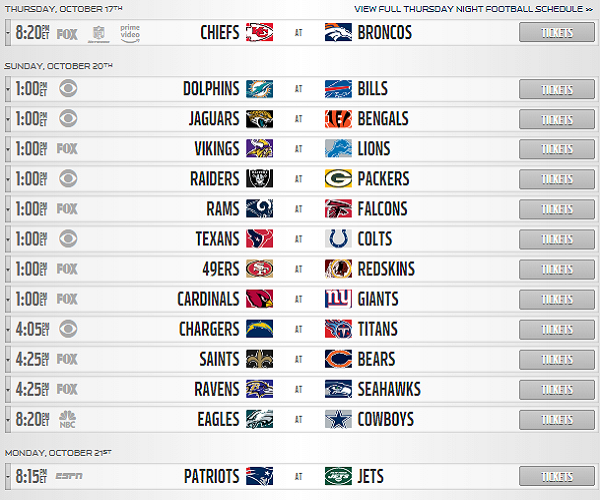 NFL Week 7 Schedule